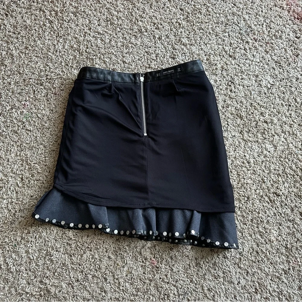 Zara Faux Women's Black Faux Leather Asymmetrical Skirt Size XS
